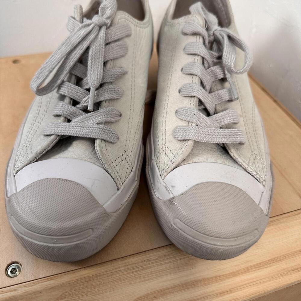 Converse Jack Purcell low-top leather sneakers in Grey/Beige 7.5 - Picture 5 of 10